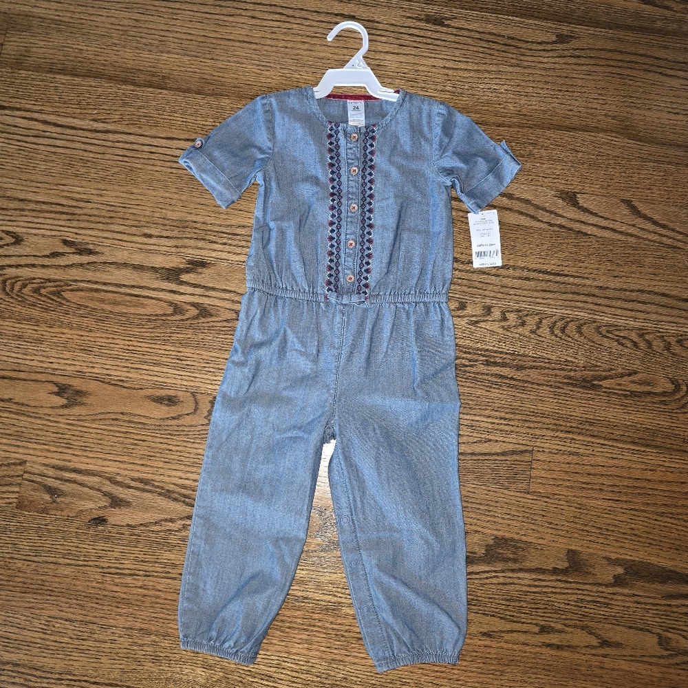 Carter's Denim Pants Romper NWT  24 Months